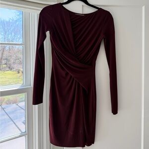 Bailey 44 Long Sleeve Twist-Front Wine Dress